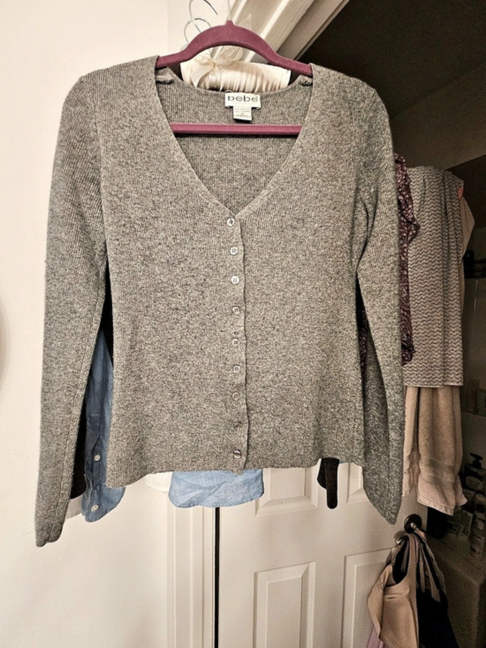 bebe V-Neck Knit Cardigan - Picture 2 of 7